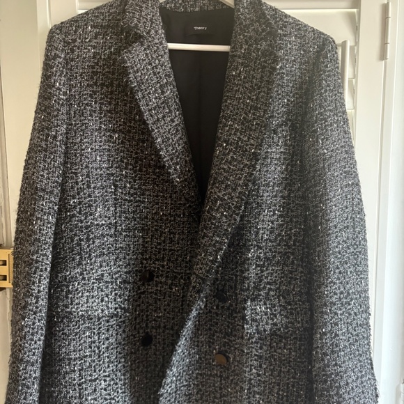 THEORY Women's Piazza Tweed Double-Breasted Jacket Size 40 - Picture 4 of 5